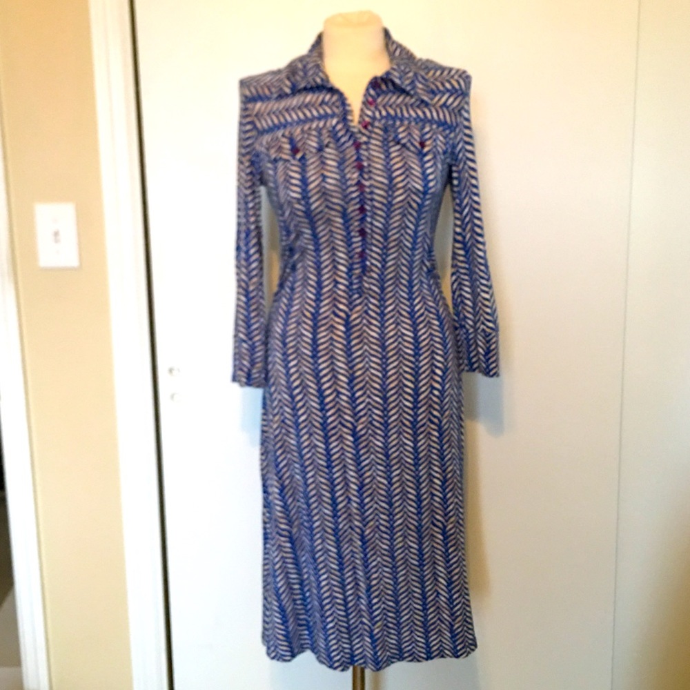 Diane von Furstenburg Blue/White Dress - Size 2